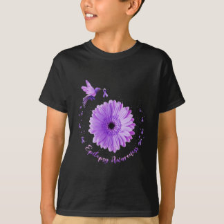 T-shirt Colibri Tournesol Violet Ribbon Epilepepsie Aware