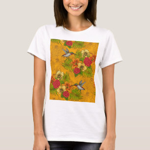 T-shirt Colibris et bouquet tropical en vert