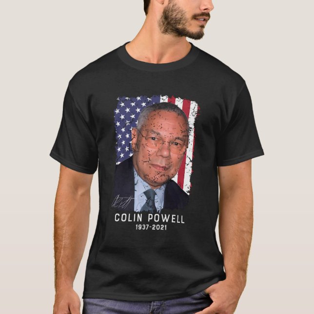 T-shirt Colin Powell 1937-2021 avec drapeau américain Vint (Devant)