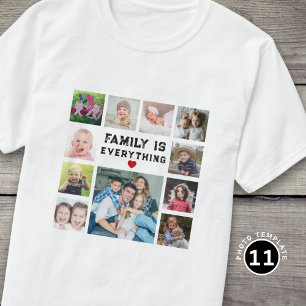 T-shirt Collage de 11 photos avec citation 'La famille est