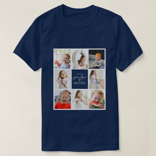 T-shirt Collage de 8 photos de Grandpa (Design devant)