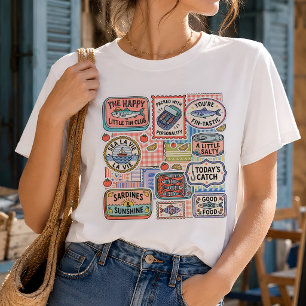 T-shirt Collage de boîte de sardines vintage Graphique de