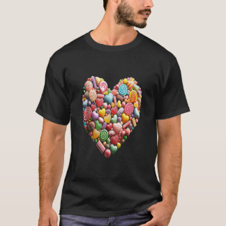 T-shirt Collage de bonbons de bonbons de Saint Valentin Dé