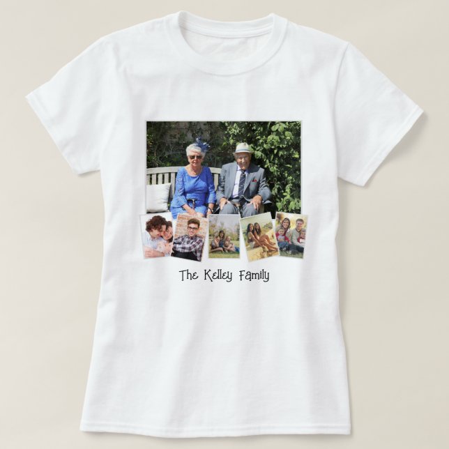 T-shirt Collage de famille personnalisé avec 6 photos (Design devant)