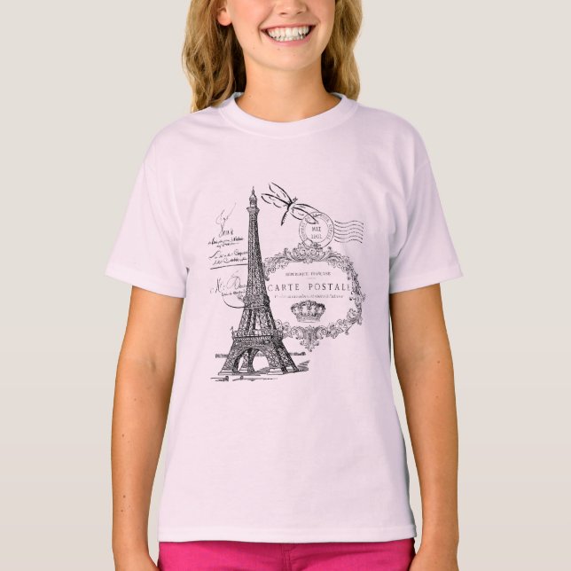 T-shirt collage de la tour Eiffel  (Devant)