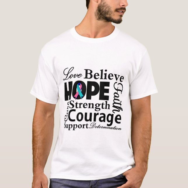 T-shirt Collage de l'espoir sur le cancer de la thyroïde (Devant)