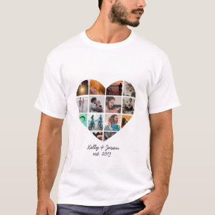 T-shirt Collage de photos de cœur Amour Couple Famille