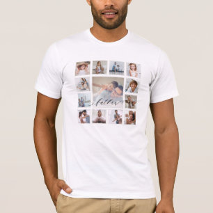 T-shirt Collage de photos de la famille de scripts père