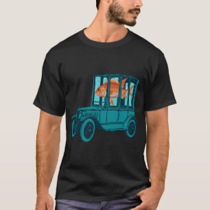 T-shirt Collage de poisson et de vieille voiture