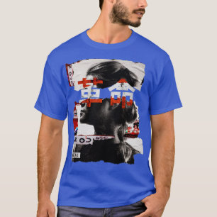 T-shirt Collage de texte japonais et féminin