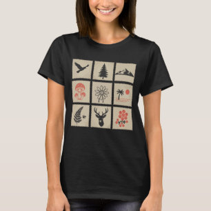 T-shirt Collage des timbres de nature