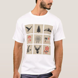 T-shirt Collage des timbres de nature