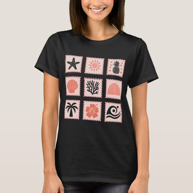 T-shirt Collage des timbres de nature (Devant)