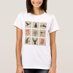T-shirt Collage des timbres de nature