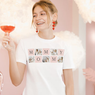 T-shirt Collage moderne Photo & Pastel Cadeau de maman ros