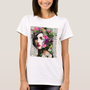 T-shirt Collage papier pour femme vintage