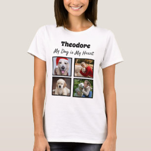 T-shirt Collage personnalisé pour chien - avec quatre phot