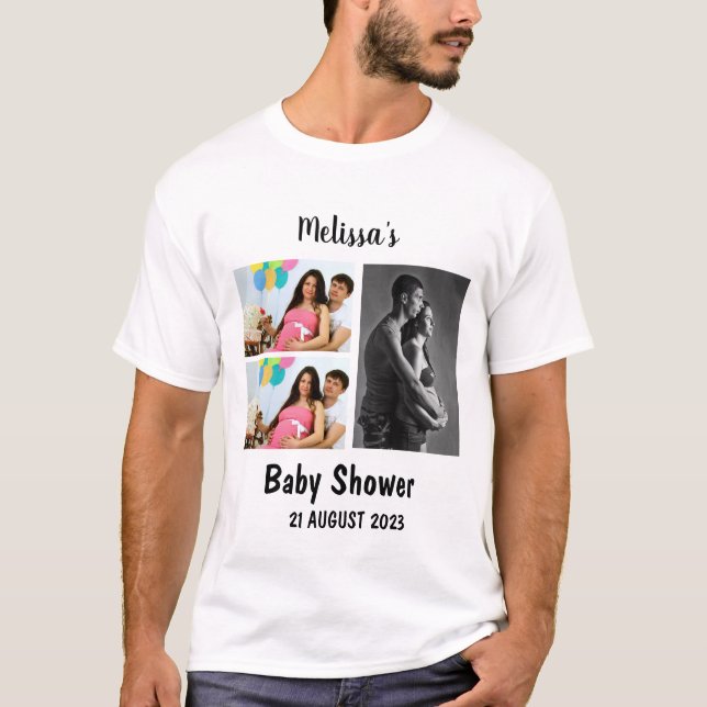 T-shirt Collage photo Baby shower 3 personnalisé (Devant)