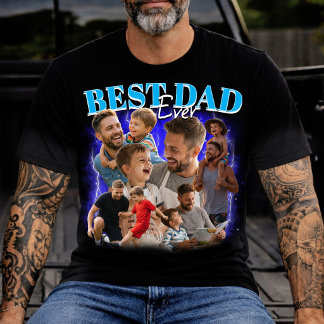 T-shirt Collage photo Bootleg personnalisé Meilleur Papa E