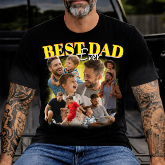 T-shirt Collage photo Bootleg personnalisé Meilleur Papa E
