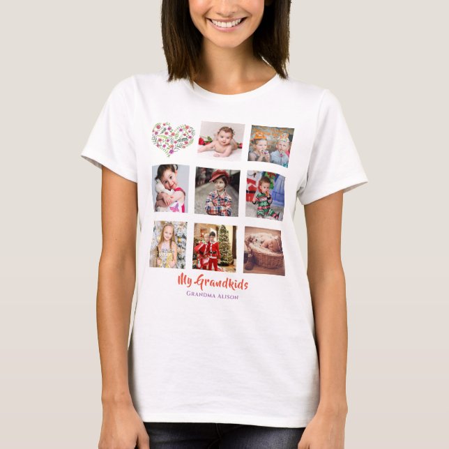 T-shirt Collage photo de l'arbre généalogique Grand-mère C (Devant)