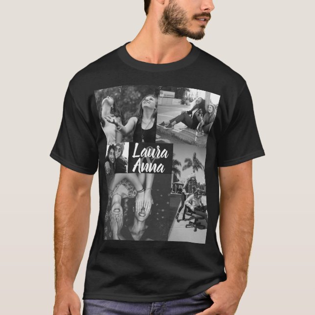 T-shirt Collage photo en noir et blanc des amis personnali (Devant)