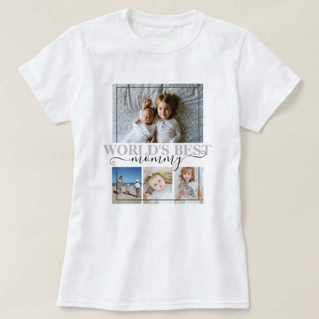 T-shirt Collage photo et texte personnalisé (Design devant)