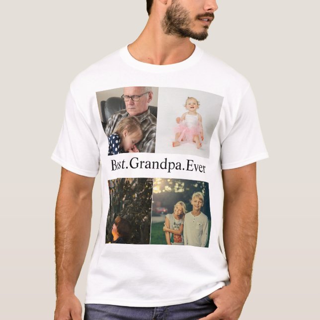 T-shirt Collage photo personnalisé 4 Meilleur grand-père j (Devant)