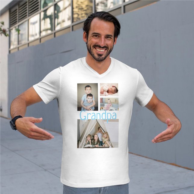 T-shirt Collage Photo Personnalisé Avec Texte (Personalized Photo Collage With Text T-Shirt by Ricaso. Add 4 photos and text)
