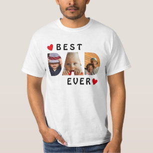 T-shirt Collage photo personnalisé Best Papa Ever 3