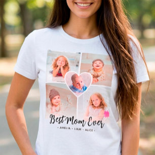 T-shirt Collage photo personnalisé "Meilleure maman" uniqu