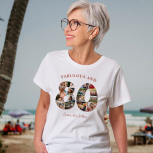 T-shirt Collage photo pour 80e anniversaire Élégant et int