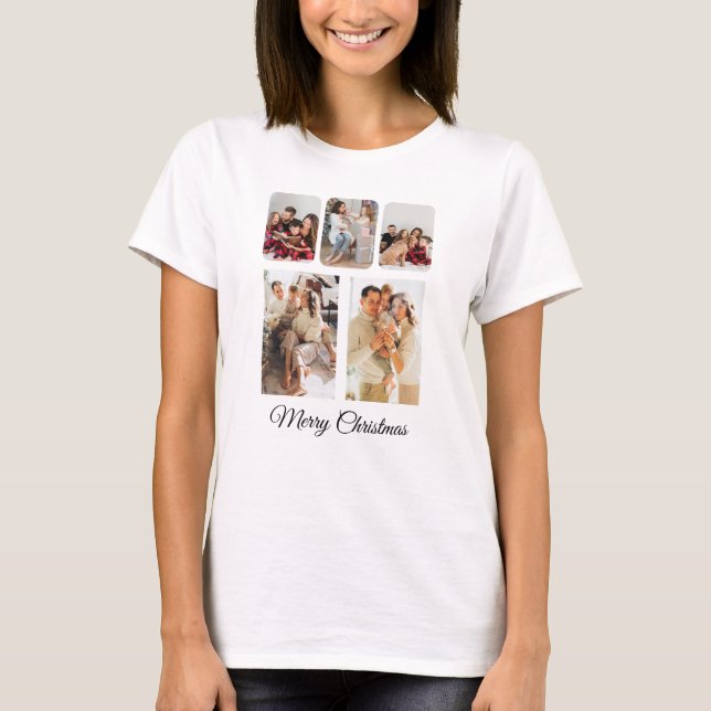 T-shirt Collage photo simple Joyeux Noël (Devant)