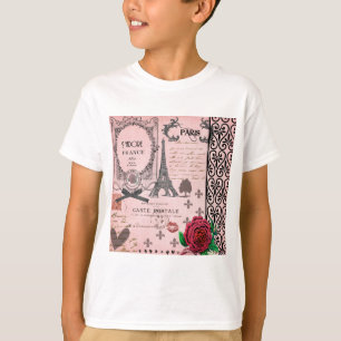 T-shirt Collage rose vintage de Paris