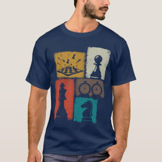T-shirt Collage Vintage Échecs Joueur Grand Maître Jeu de