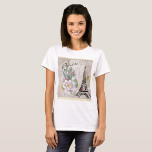 T-shirt Collage vintage et Dessin Tour Eiffel