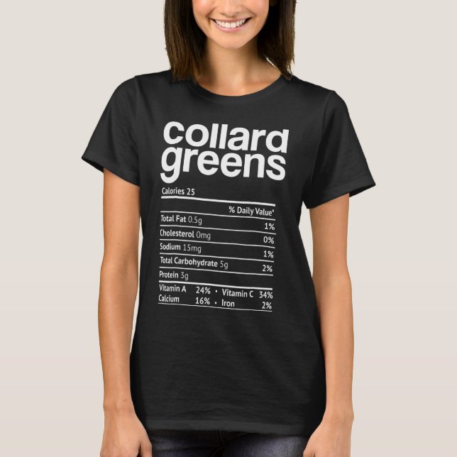 T-shirt Collard Greens Nutrition Facts Drôle Thanksgiving (Devant)