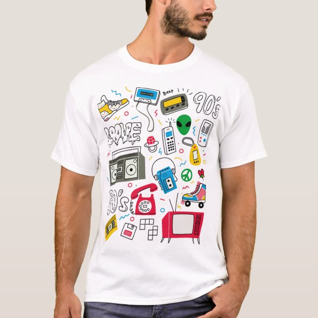 T-shirt Collection de doodle vintage des années 80 90. (Devant)