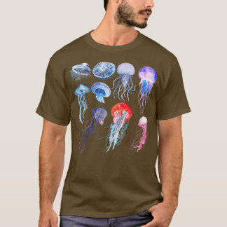 T-shirt collection de méduses aquarelle