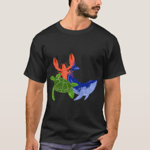 T-shirt Collection Été Tortue, Crabe et Baleine * Su Noir