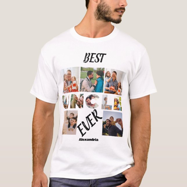 T-shirt Collection photo personnalisée moderne Best Uncle  (Devant)