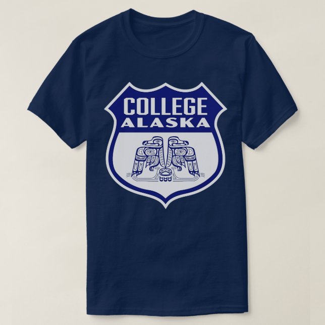 T-shirt College Alaska Retro Bird Shield Blue (Design devant)