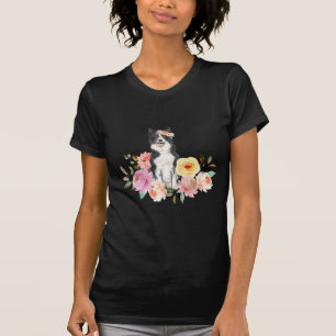 T-shirt Collie à la frontière florale 