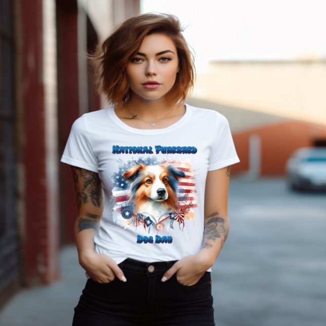 T-shirt Collie Dog avec drapeau américain (Créateur téléchargé)