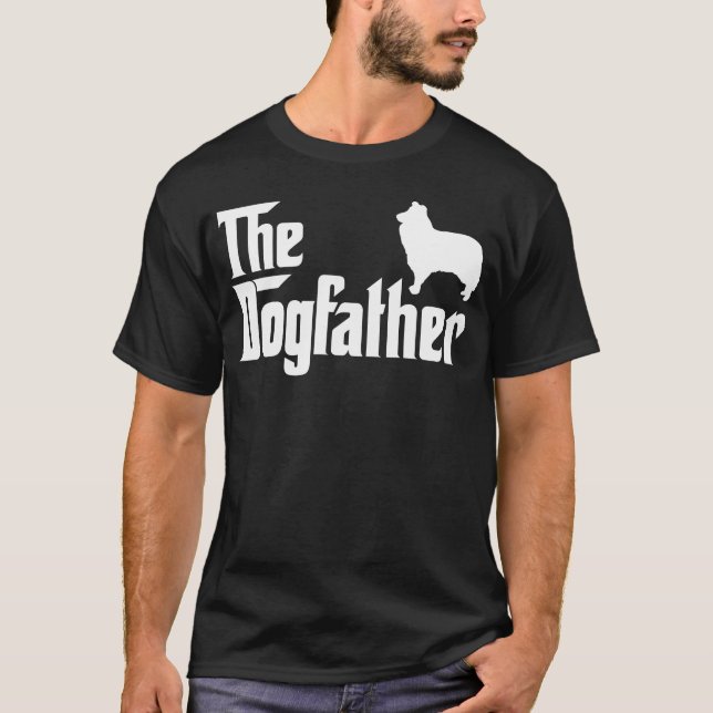 T-shirt Collie Dogfather Chien Papa fille (Devant)