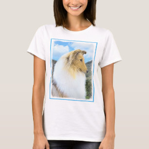 T-shirt Collie en Montagne (Rough) Peinture - Chien Art