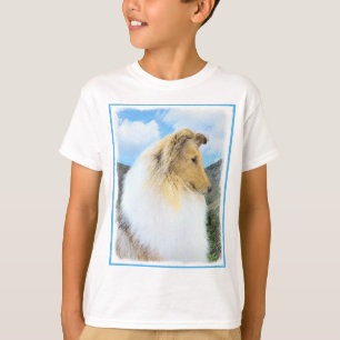 T-shirt Collie en Montagne (Rough) Peinture - Chien Art