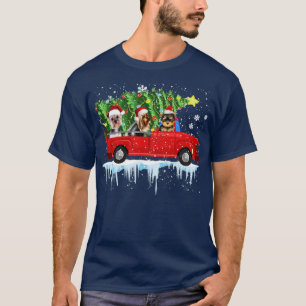 T-shirt Collie Red Car Truck Christmas Tree Funny Père Noë
