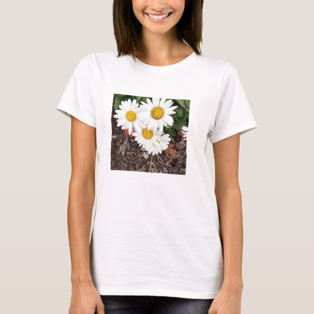 T-shirt Collier blanc Daises en argent (Devant)