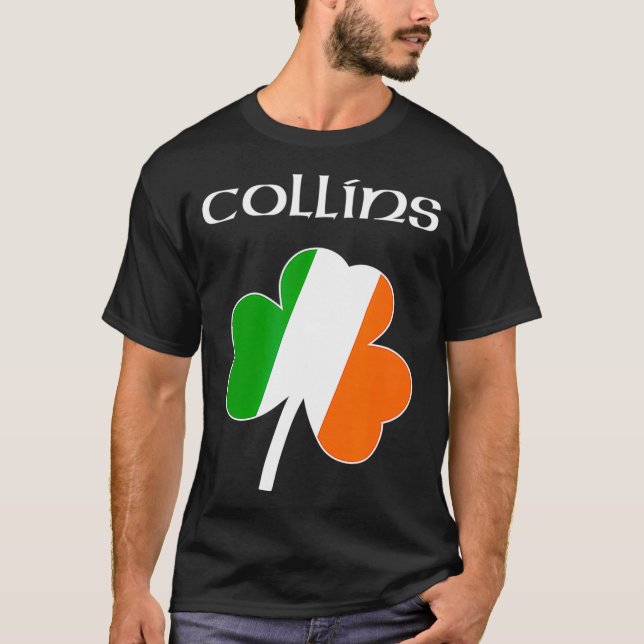 T-shirt Collins Irish Last Name Gift Ireland Flag (Devant)